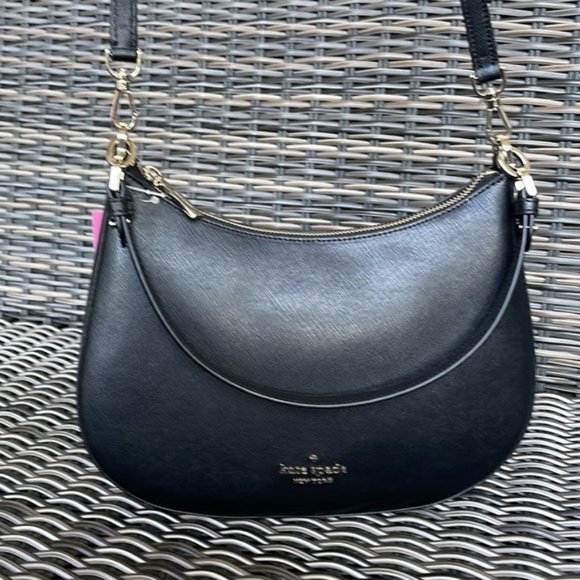 Kate Spade Staci Saffiano Leather Shoulder Bag Black - Picture 2 of 16